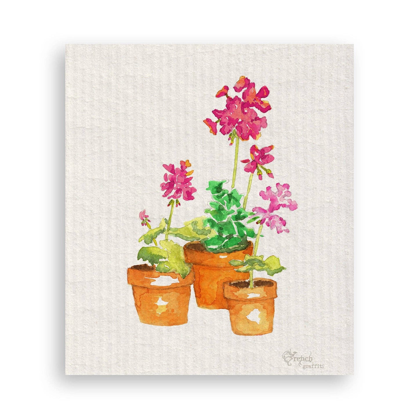 Pink Geranium: Dishtowel / -