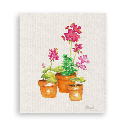 Pink Geranium: Dishtowel / -