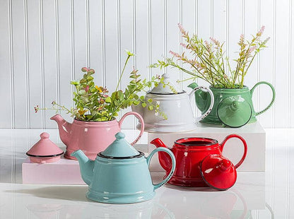 Enamel Look Teapot, 9"L (32oz) - 1045: Red