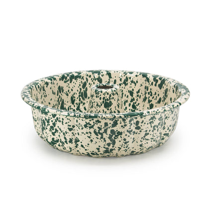 Splatter Enamelware Bundt Pan: Green and Cream Splatter