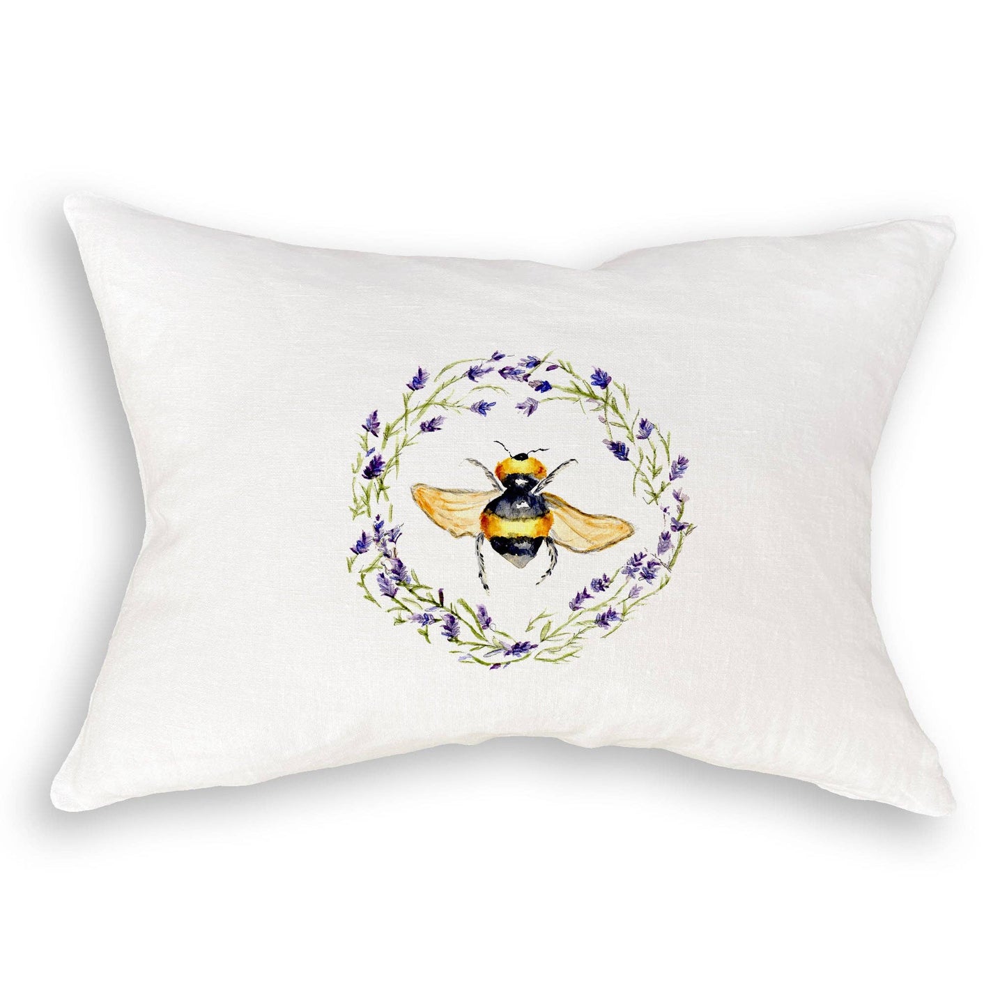 Bee with Lavender Wreath: Dishtowel / -