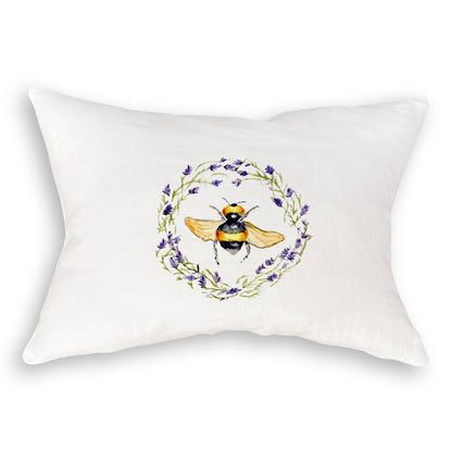 Bee with Lavender Wreath: Dishtowel / -