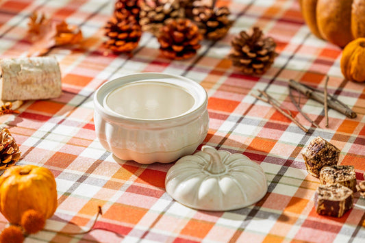 White Pumpkin Figural 4.75" Reactive Glaze Bowl with Lid