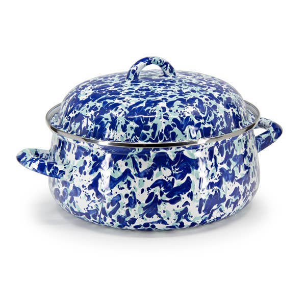 Golden Rabbit Enamelware Swirl Dutch Oven: Cobalt Swirl
