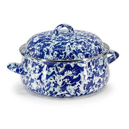 Golden Rabbit Enamelware Swirl Dutch Oven: Cobalt Swirl