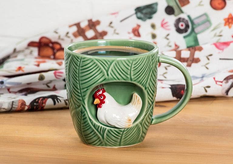 Leafy Mug with Chicken-4"H(12oz)