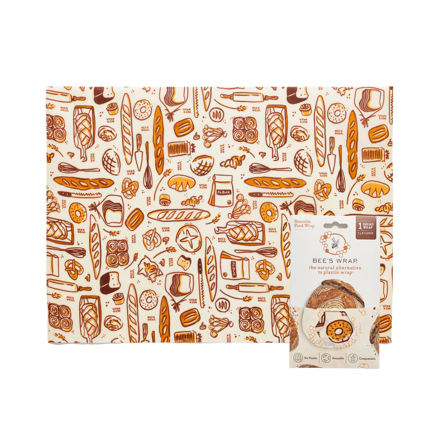 Bees Wrap Beeswax Reusable Bread Wrap - Bakery Lane Print