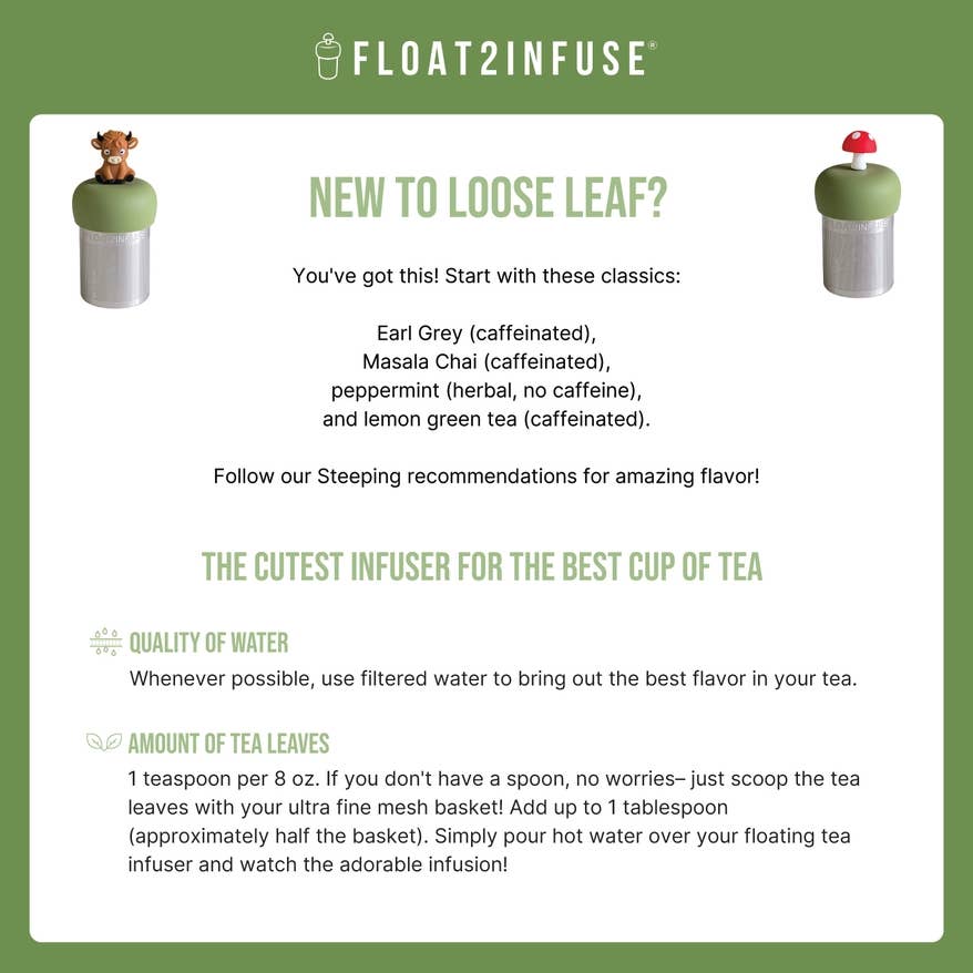 Baby Highland Cow | Floating Tea Infuser | Green Base