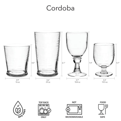 Cordoba Clear Shatterproof Plastic Drinkware Collection: Stacking Goblet