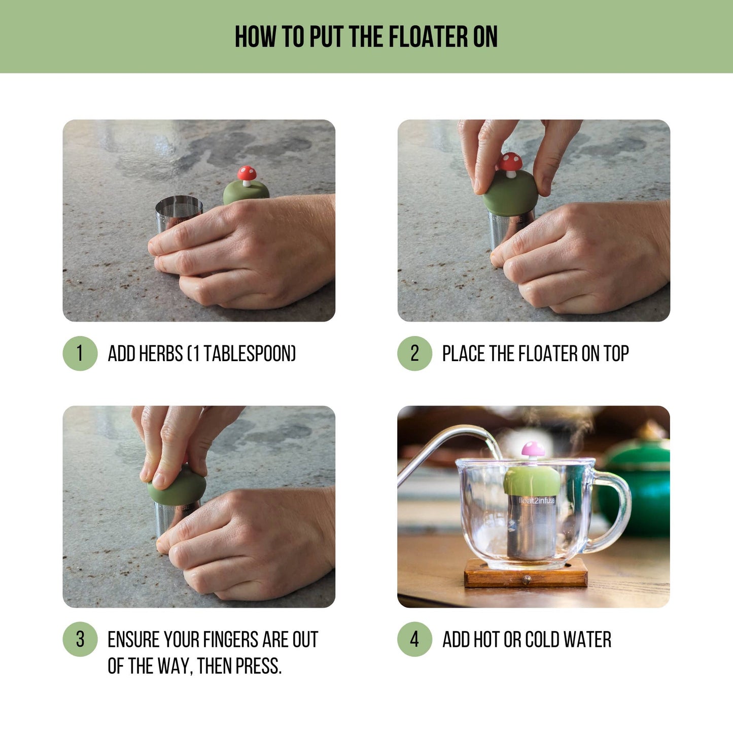 Orange Fox | Floating Tea Infuser | Green Base | White Strip
