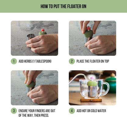 Orange Fox | Floating Tea Infuser | Green Base | White Strip