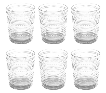 Beaded DOF Shatterproof Premium Plastic Drinkware Collection: Clear