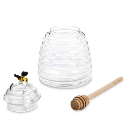 HIC Kitchen Glass Honey Jar With Lid And Honey Dipper