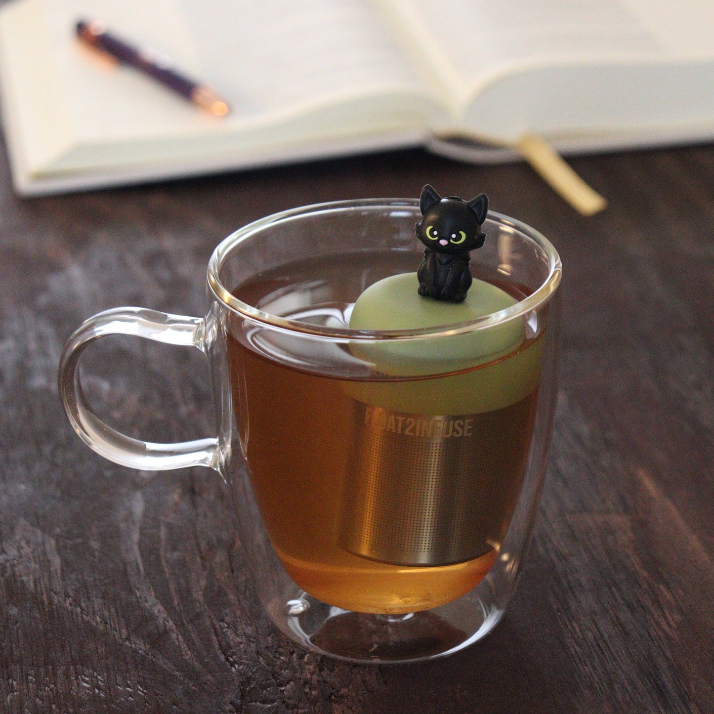 Halloween Cat | Floating Tea Infuser | Green Base | Black
