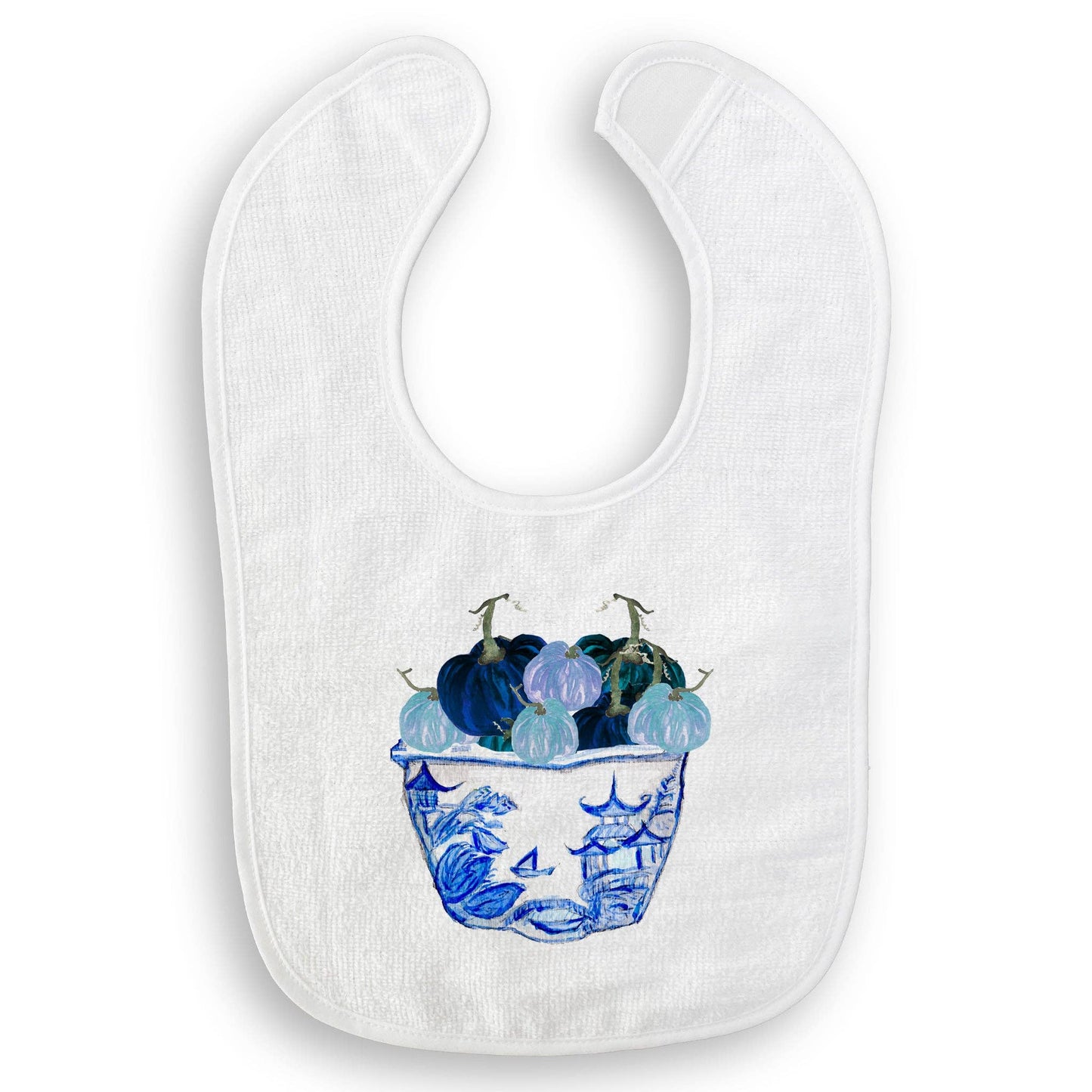 Blue & White Pot with Blue Pumpkins: Dishtowel / -