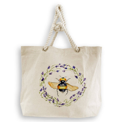 Bee with Lavender Wreath: Dishtowel / -