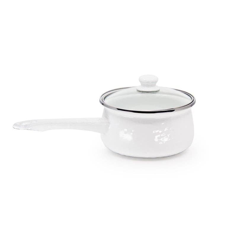 Golden Rabbit Enamelware Solid White Sauce Pan