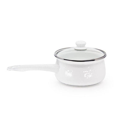Golden Rabbit Enamelware Solid White Sauce Pan