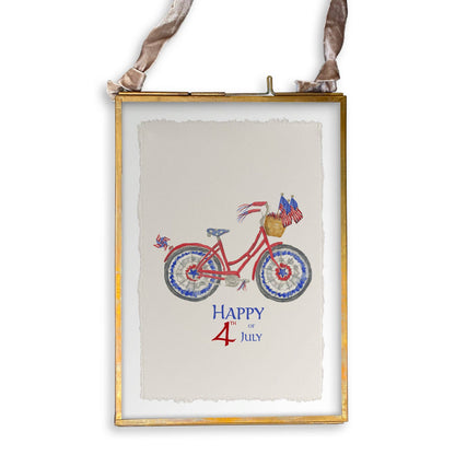 Patriotic Bike with Happy Fourth of July: Dishtowel / -