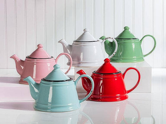 Enamel Look Teapot, 9"L (32oz) - 1045: Green