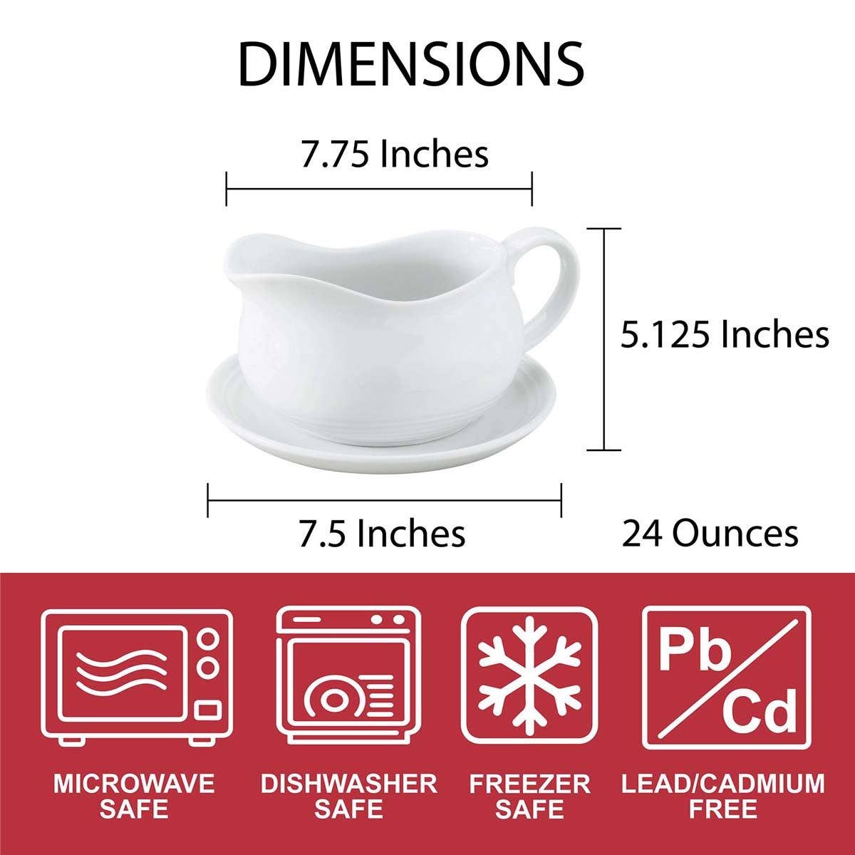 HIC Kitchen Hotel Gravy Boat With Saucer, 24oz