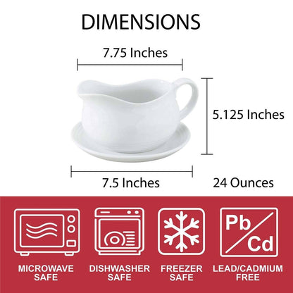 HIC Kitchen Hotel Gravy Boat With Saucer, 24oz