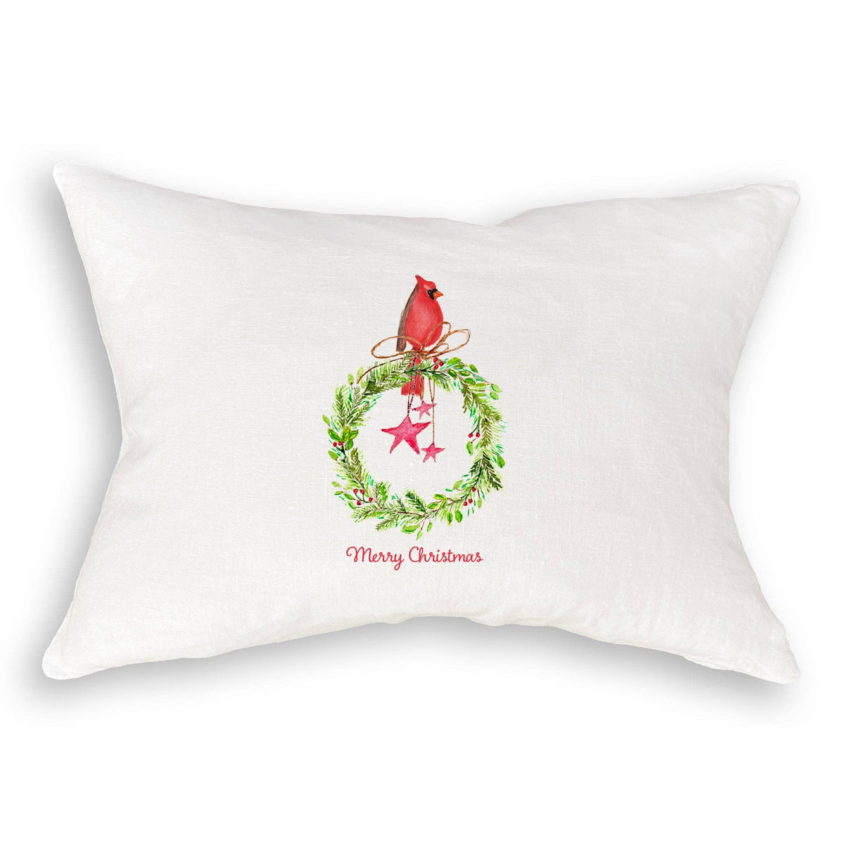 Cardinal Sitting On Wreath with Stars: Dishtowel / -
