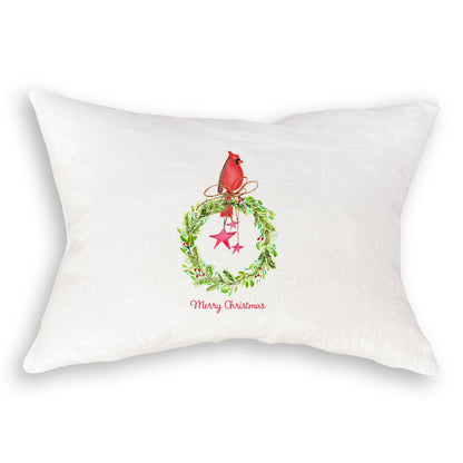 Cardinal Sitting On Wreath with Stars: Dishtowel / -