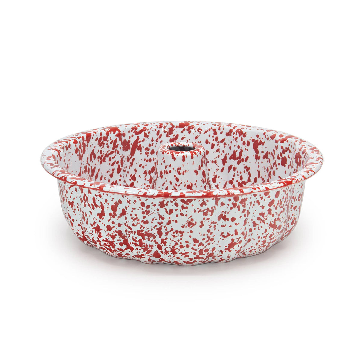 Splatter Enamelware Bundt Pan: Navy and Cream Splatter