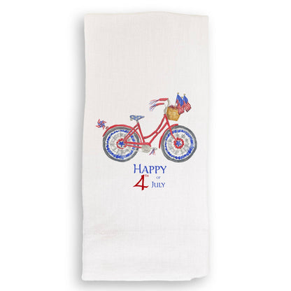 Patriotic Bike with Happy Fourth of July: Dishtowel / -