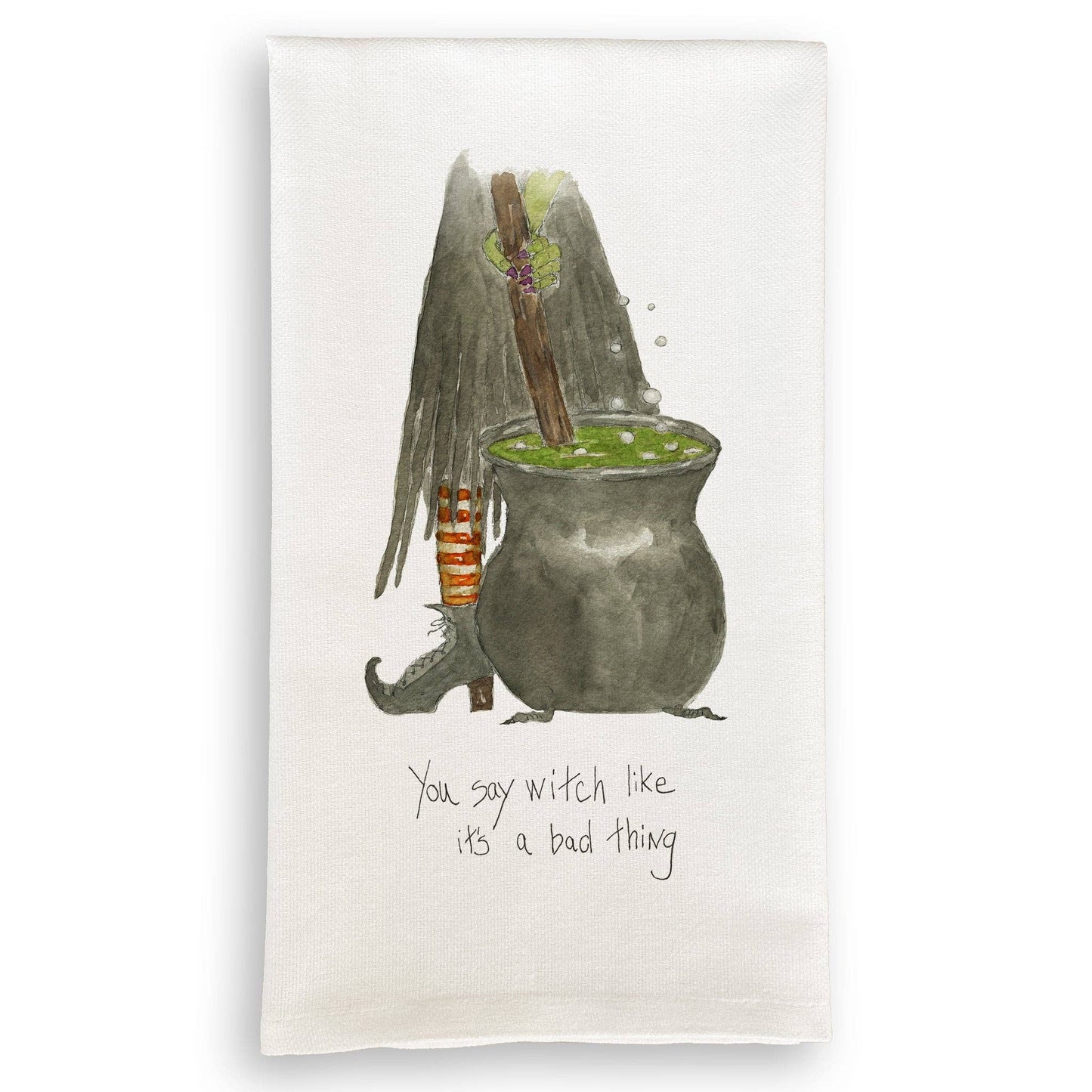Witch Stirring Pot: Dishtowel / Remove Words / -