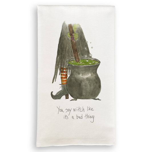 Witch Stirring Pot: Dishtowel / Remove Words / -
