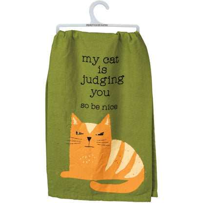 My Cat Is Judging You Kitchen Towel