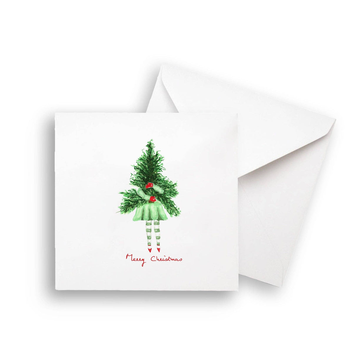 Lady with Christmas Tree: Dishtowel / Keep Words / -
