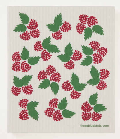 Raspberries Swedish Dishcloth