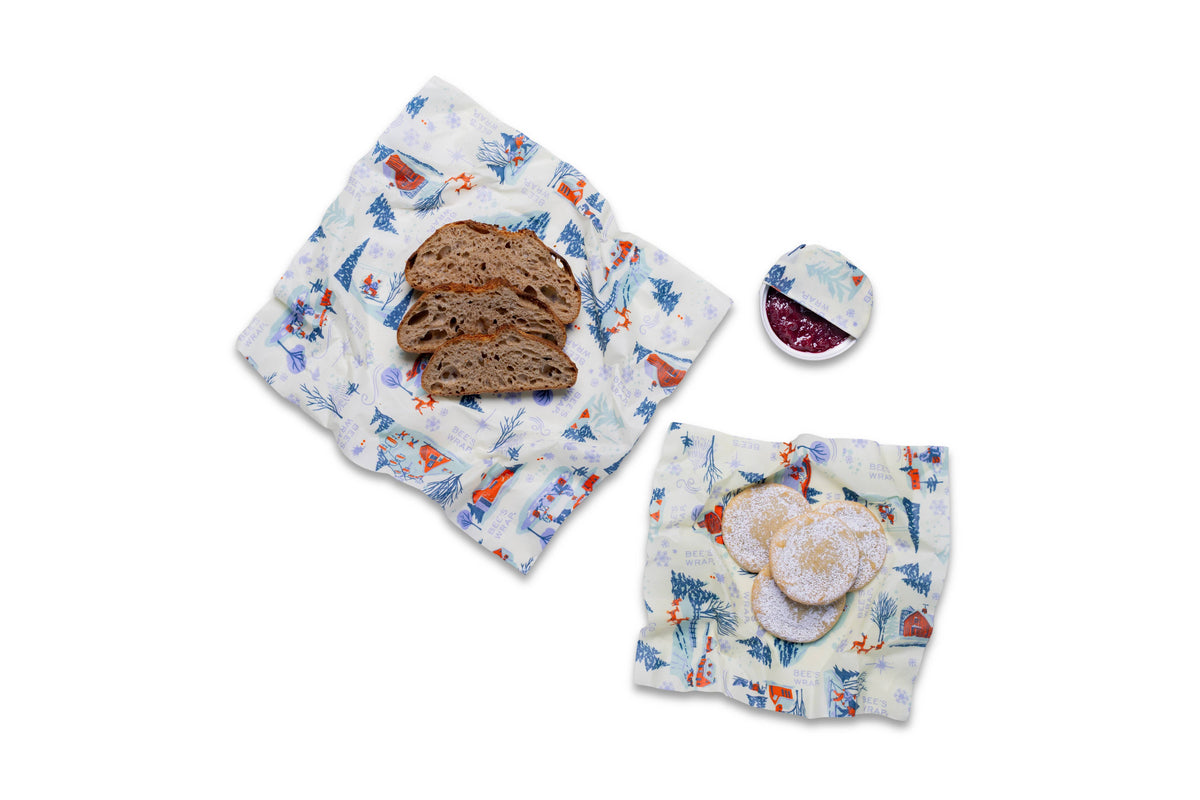 Bees Wrap Holiday 3 Pack Reusable Beeswax Wrap - Snow Day