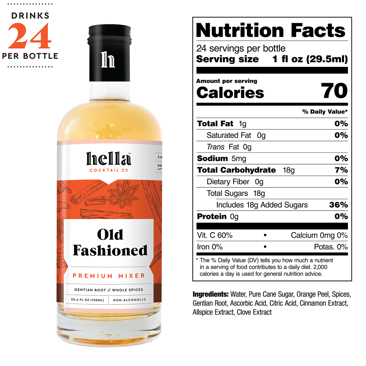 Cocktail Mixer: Old Fashioned, 750ml (Case Pack of 6)