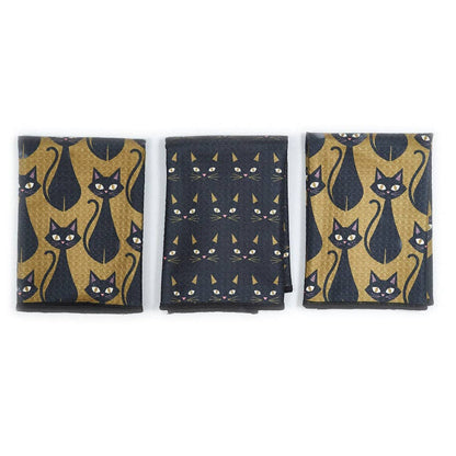 Mighty Mini Towel (Set of 3) Reversible - HJ Black Cat: Olive