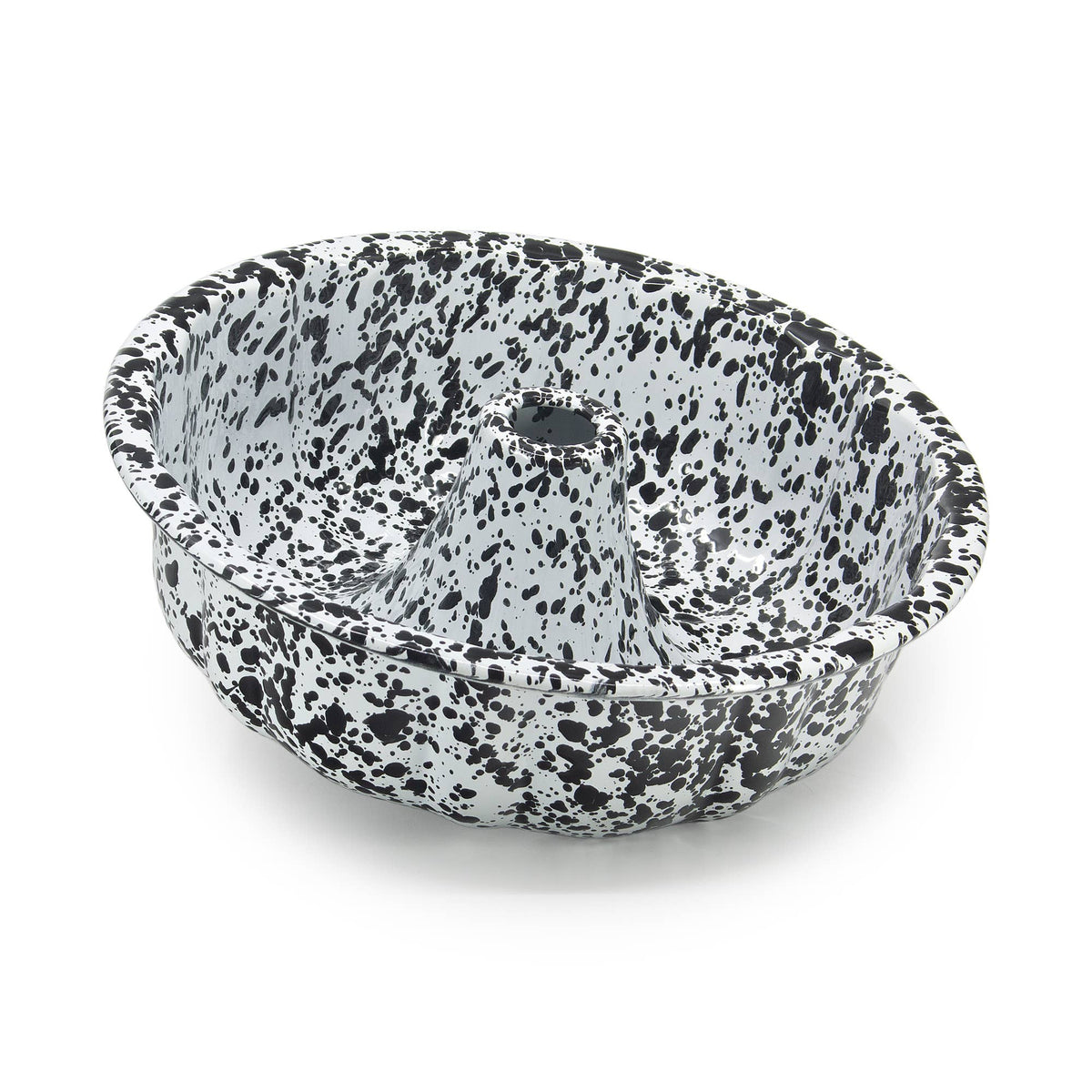Splatter Enamelware Bundt Pan: Green and Cream Splatter