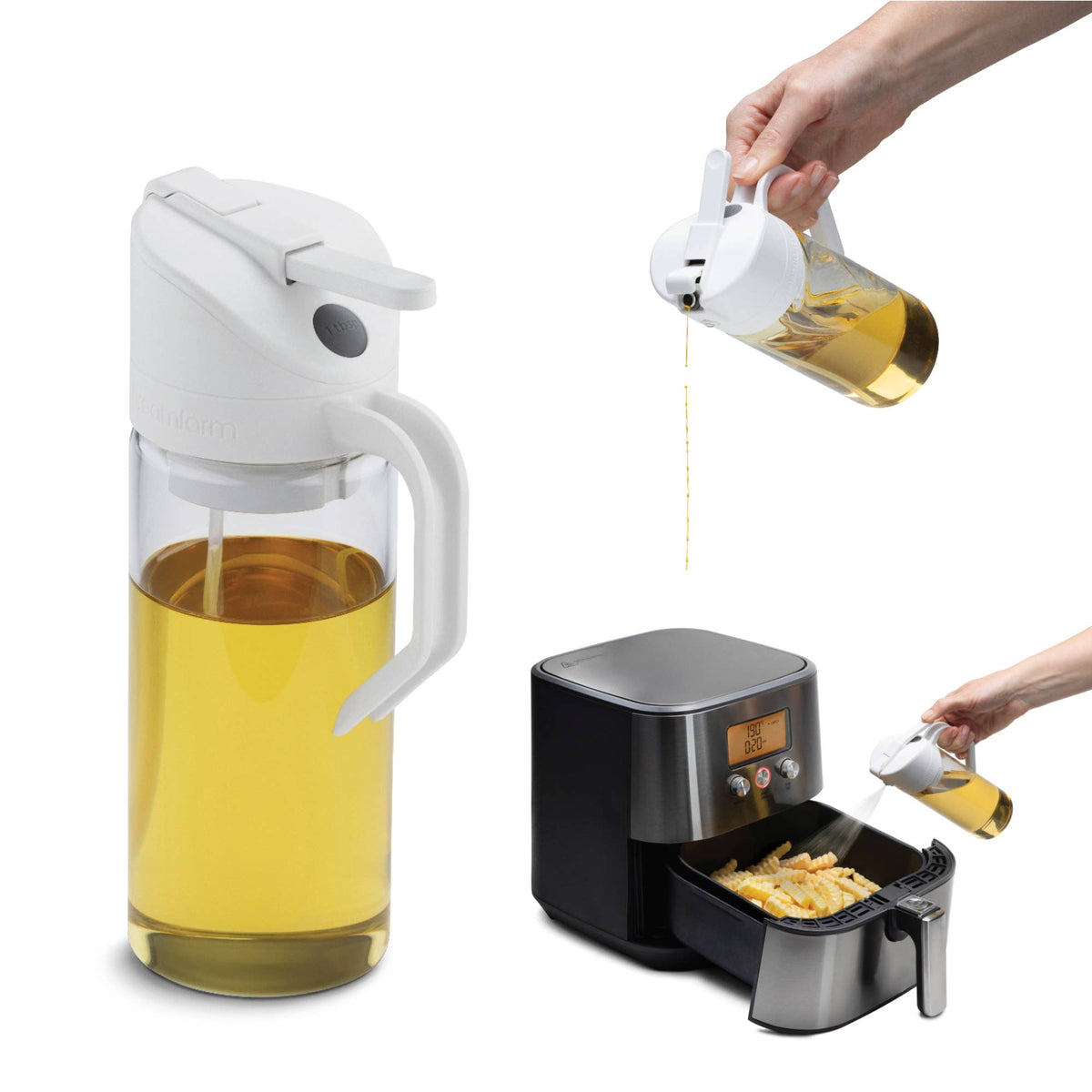 Oileroo Lite® - No Clog Oil Sprayer, Pourer and 1 Tbsp Doser: Black