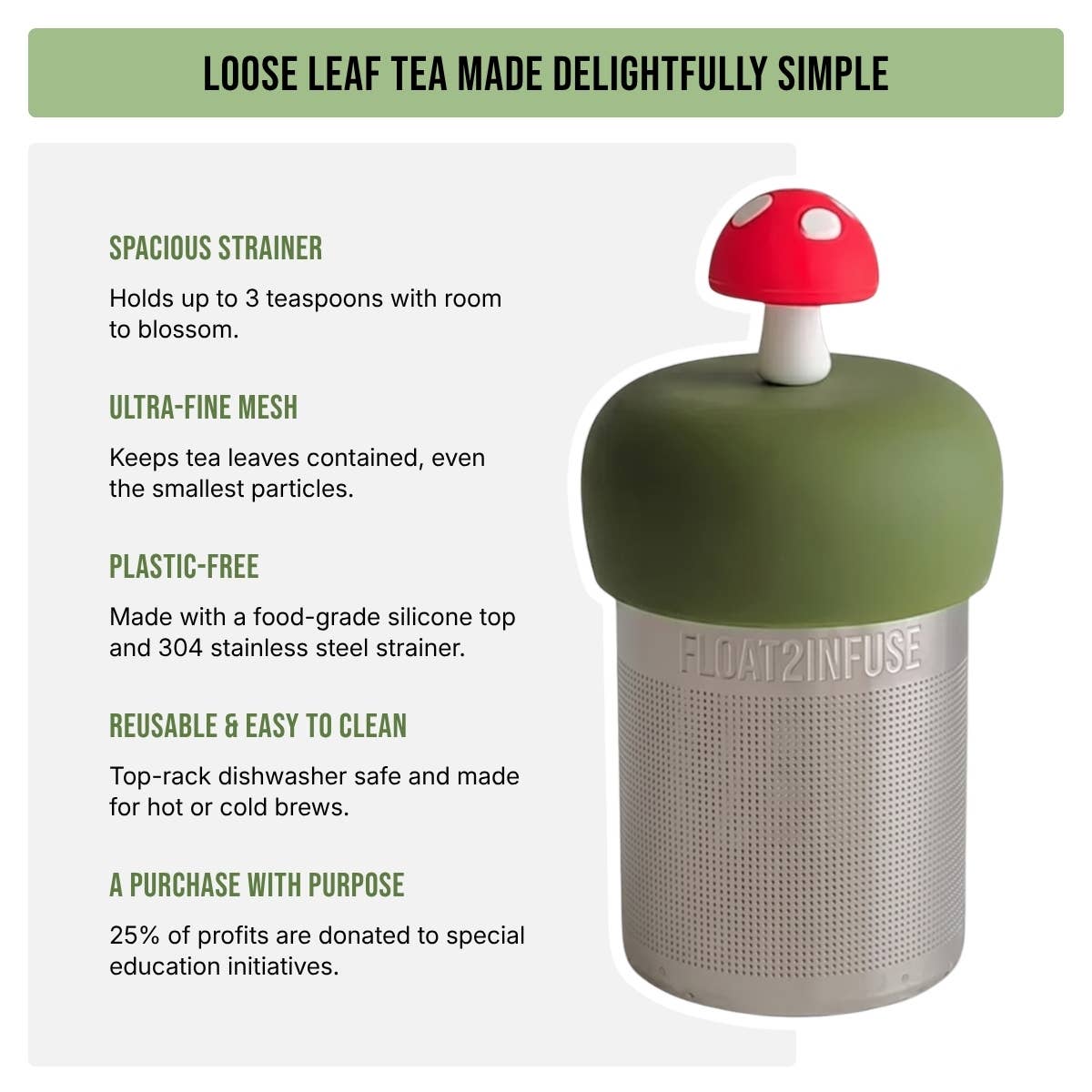 Otter | Floating Tea Infuser | Green Base | Brown Otter