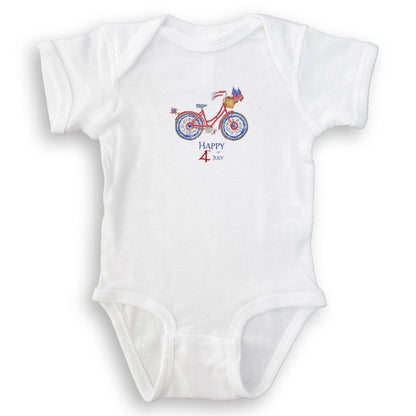 Patriotic Bike with Happy Fourth of July: Dishtowel / -