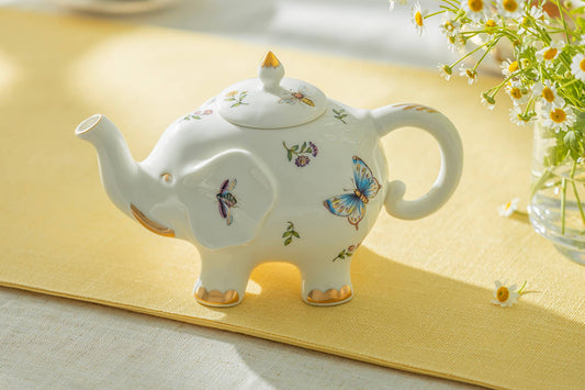 Summer Garden Elephant 32oz Fine Porcelain Teapot