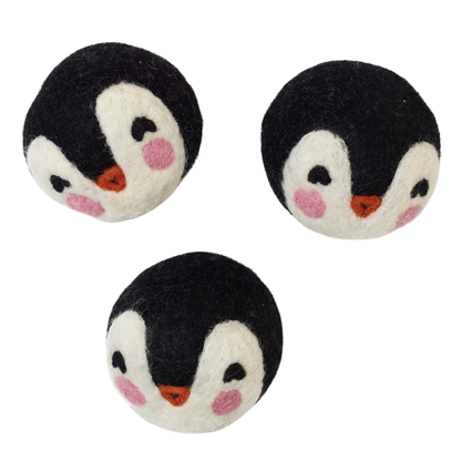Wool Dryer Balls - Set of 3 Penguin: Black