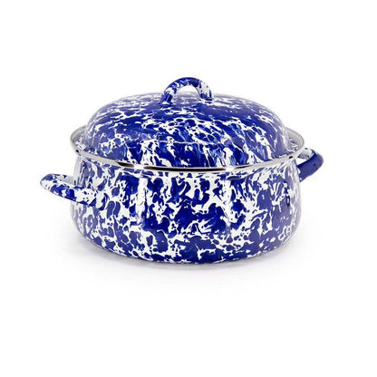 Golden Rabbit Enamelware Swirl Dutch Oven: Cobalt Swirl