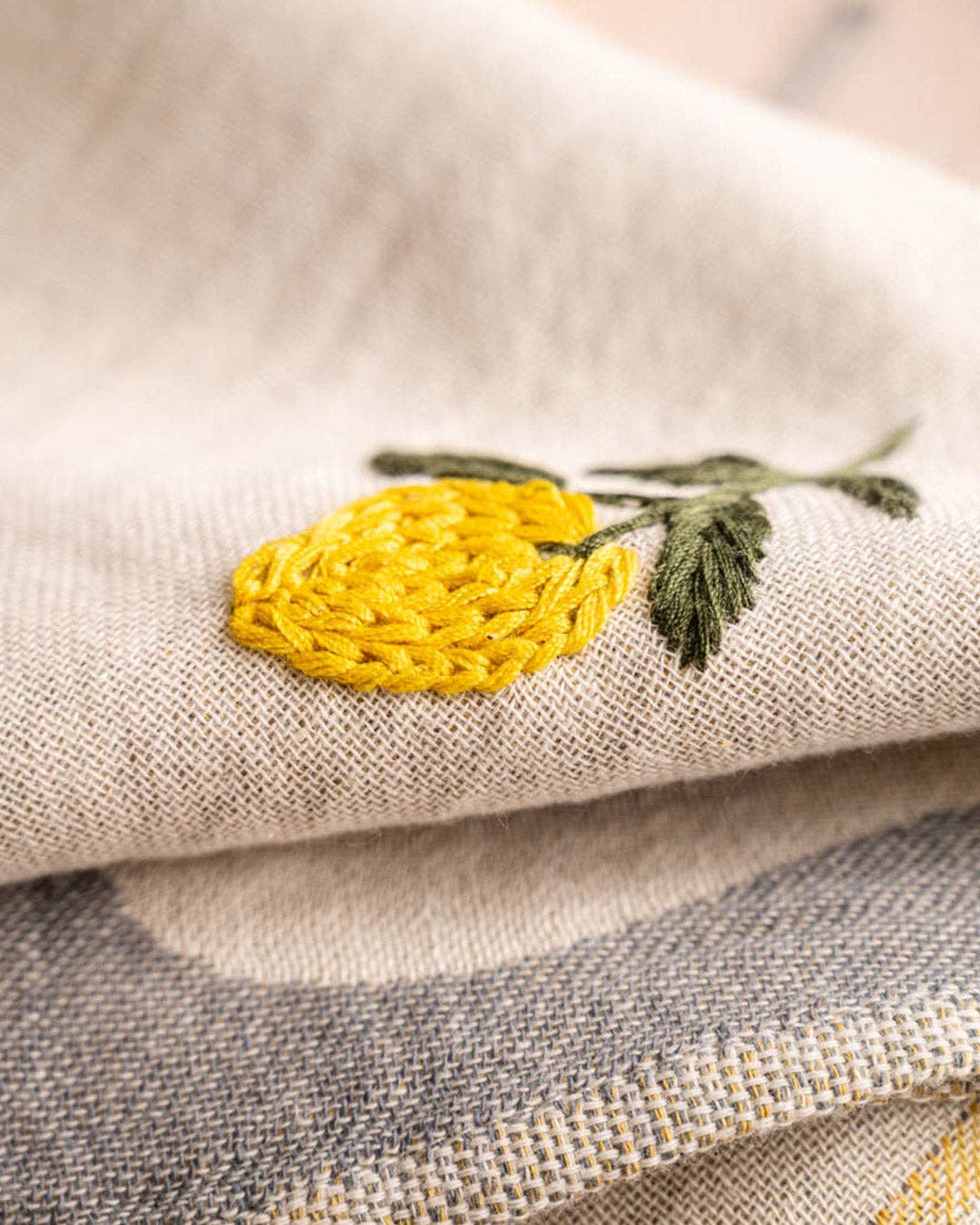 Lemon Hand-Stitched  Tea Towel Set
