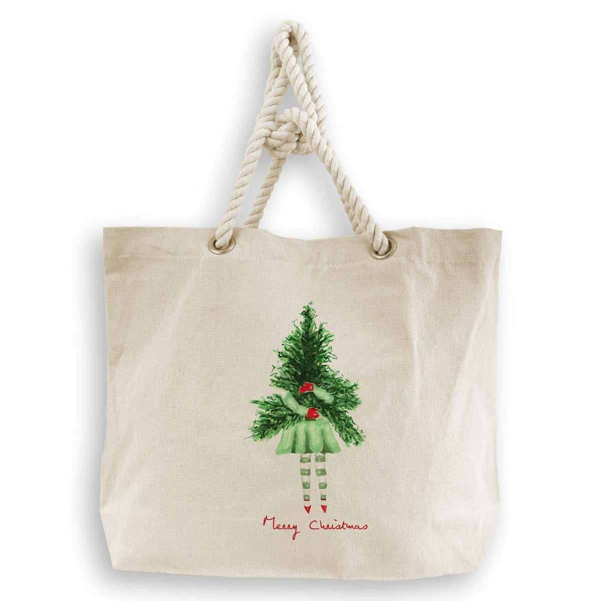 Lady with Christmas Tree: Dishtowel / Keep Words / -