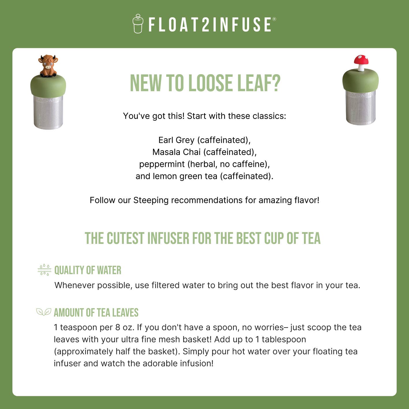 Dark Green Dragon| Floating Tea Infuser | Black Base | Green