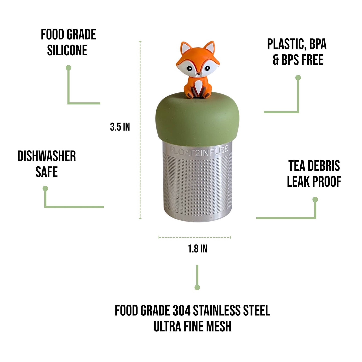 Orange Fox | Floating Tea Infuser | Green Base | White Strip