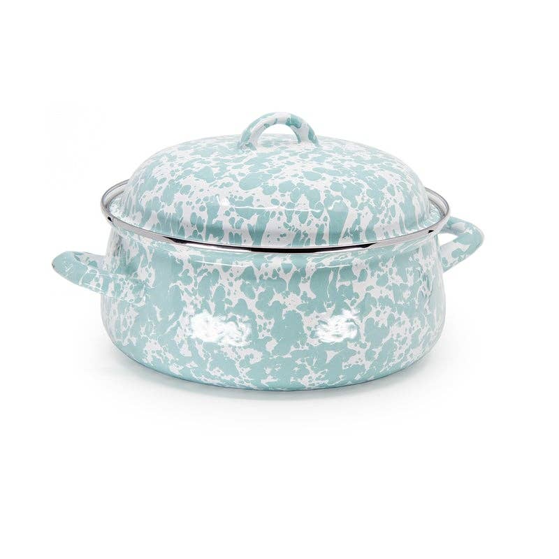 Golden Rabbit Enamelware Swirl Dutch Oven: Cobalt Swirl